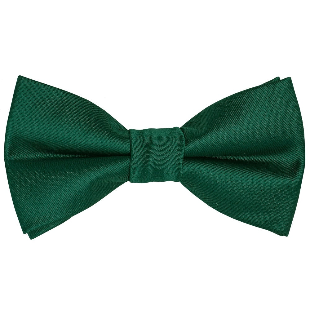 Pre Tied Bottle Green Satin Boys Bow Tie And Pocket Square Set Age 4 7 2