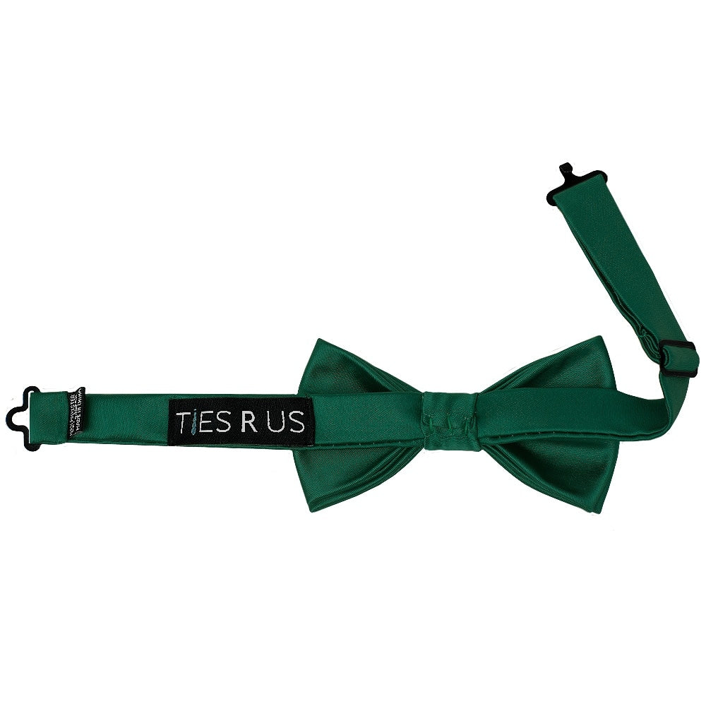 Pre Tied Bottle Green Satin Boys Bow Tie And Pocket Square Set Age 4 7 3