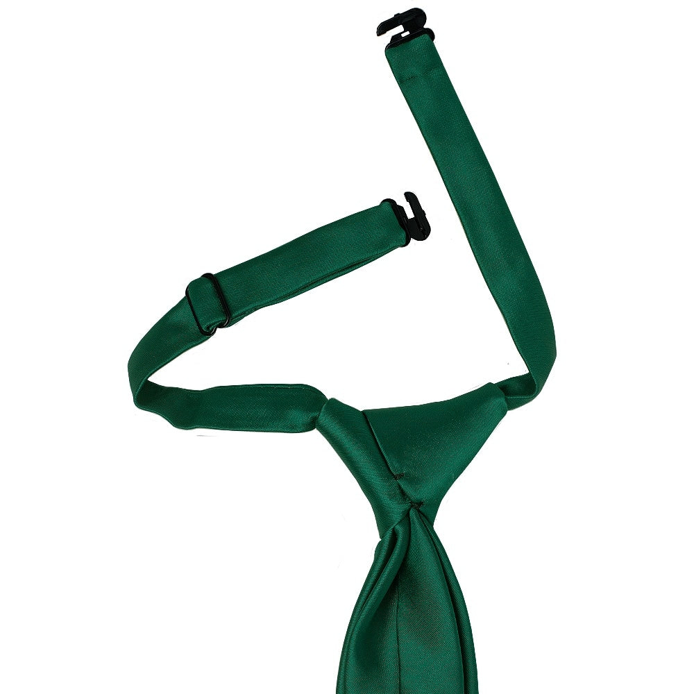 Pre Tied Bottle Green Satin Boys Tie and Pocket Square Set Age 4-7