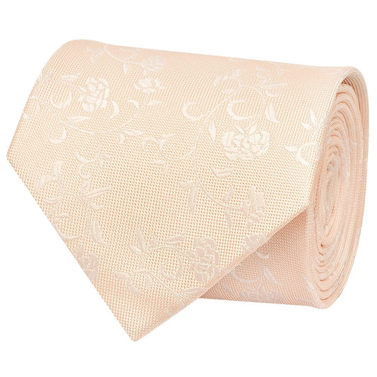 Light Peach And White Floral Classic Mens Tie 2