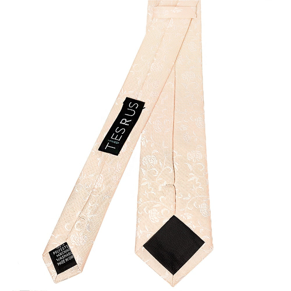 Light Peach And White Floral Classic Mens Tie 3