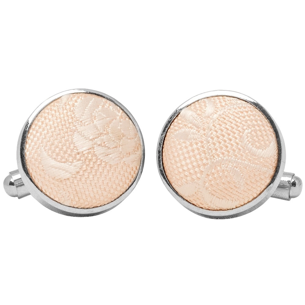 Light Peach And White Floral Cufflinks 1