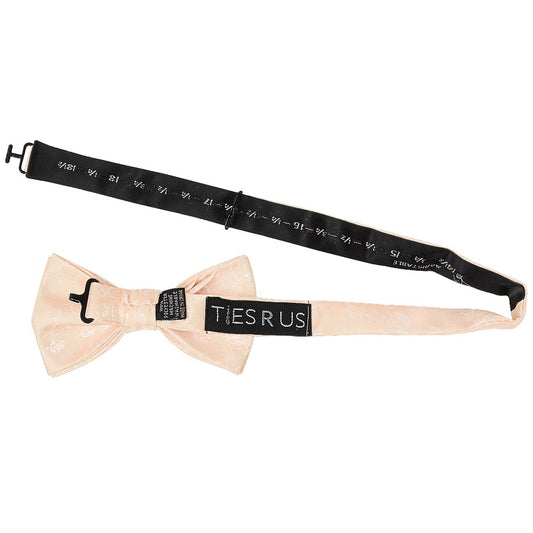 Light Peach and White Floral Handmade Mens Bow Tie