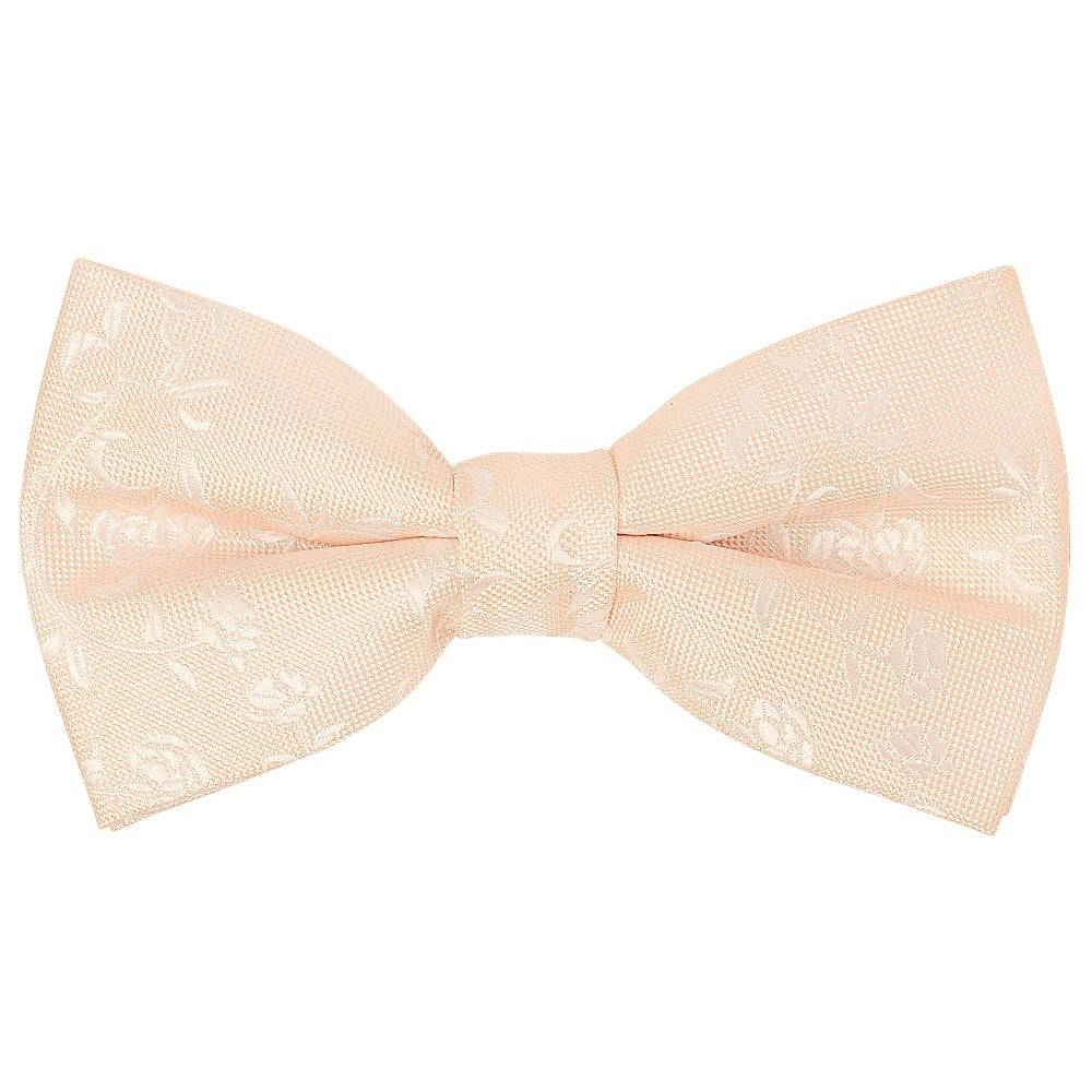 Pre Tied Light Peach and White Floral Boys Bow Tie Age 4-7