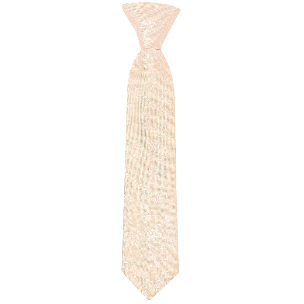 Pre Tied Light Peach and White Floral Boys Tie Age 4-7
