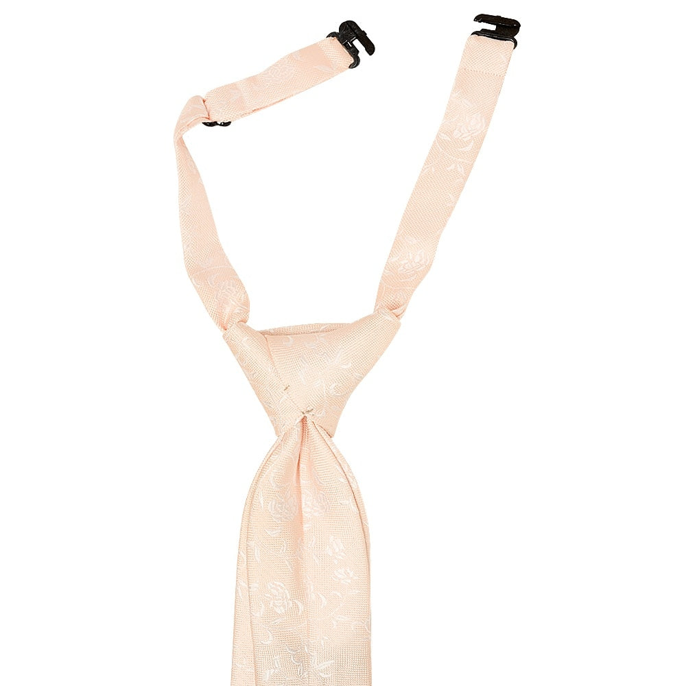 Pre Tied Light Peach And White Floral Boys Tie Age 4 7 2