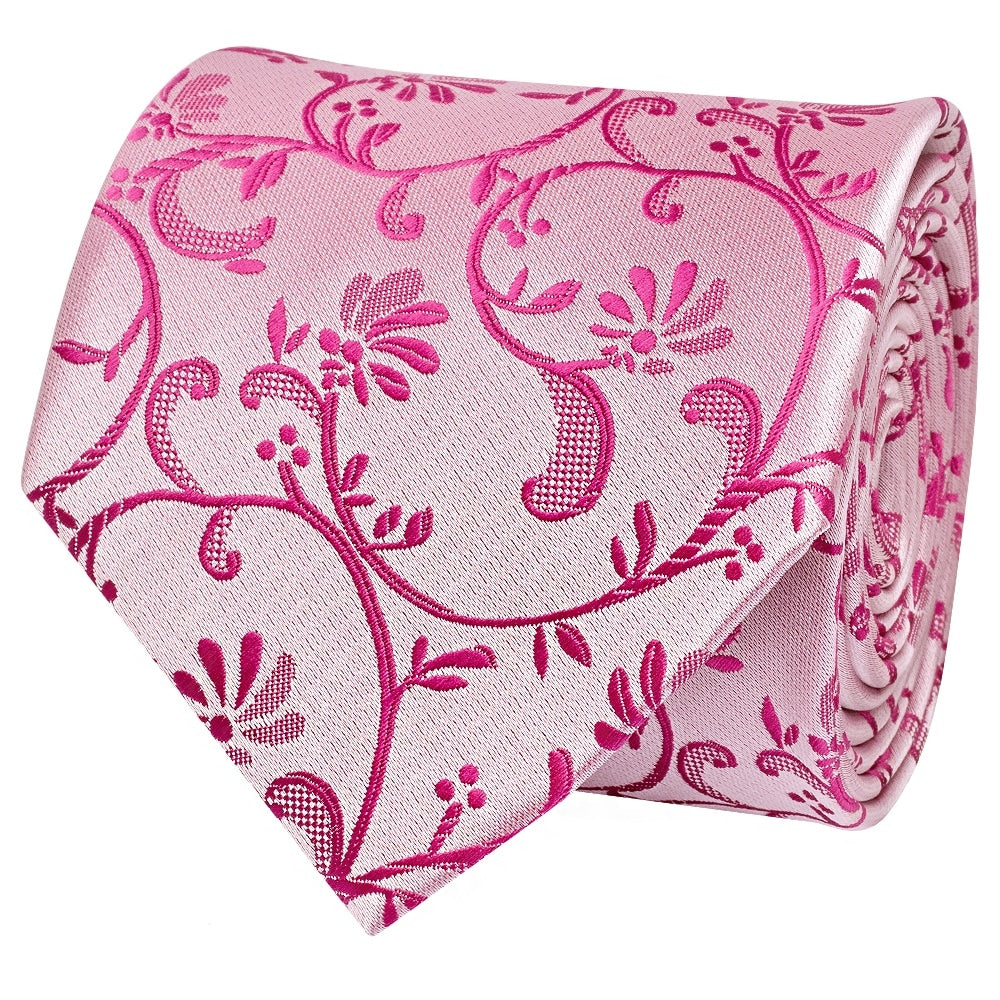 Fuchsia Floral Classic Mens Tie And Pocket Square Set 3