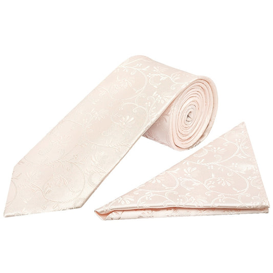Blush Floral Classic Mens Tie And Pocket Square Set 1