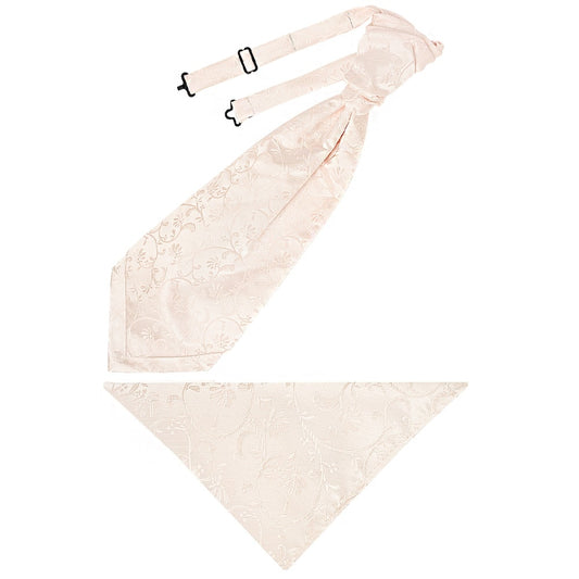 Blush Floral Mens Cravat Tie And Pocket Square Set 1