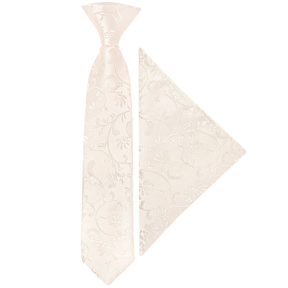 Pre Tied Blush Floral Boys Tie And Pocket Square Set Age 4 7 1