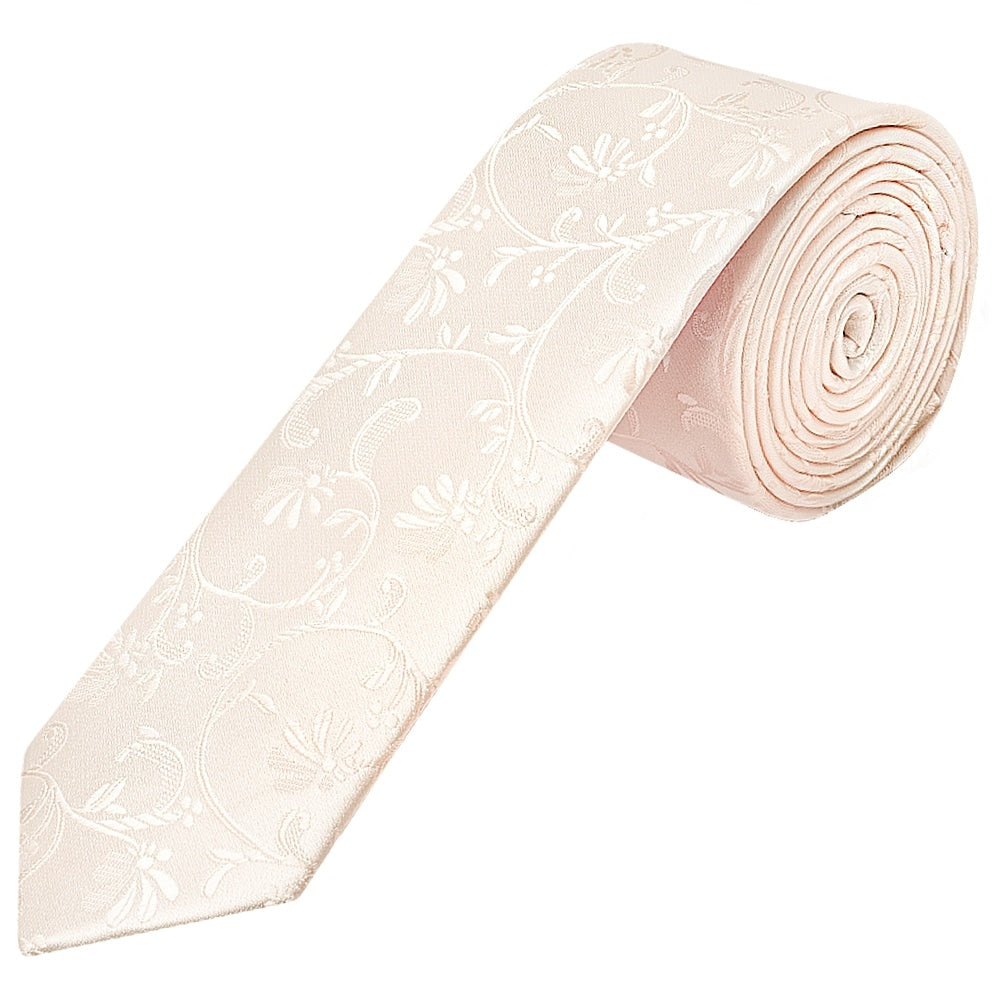 Blush Floral Skinny Boys Tie And Pocket Square Set 2