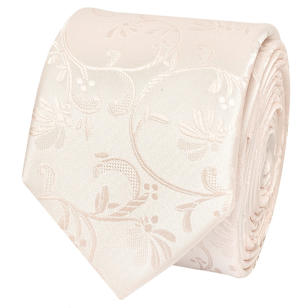 Blush Floral Skinny Boys Tie And Pocket Square Set 3