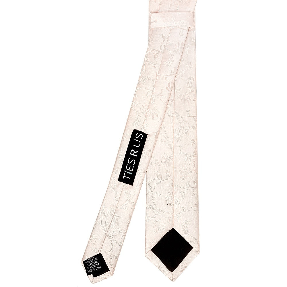 Blush Floral Skinny Boys Tie And Pocket Square Set 4