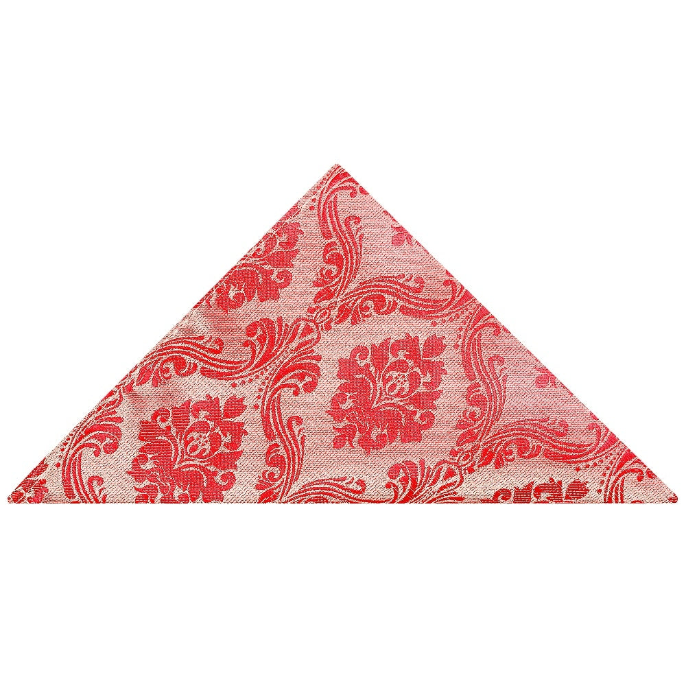 Coral Pink Paisley Pocket Square 1