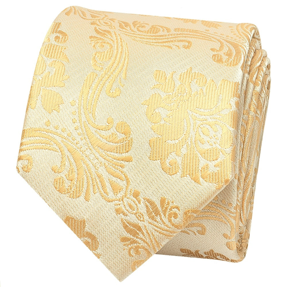 Caramel Paisley Skinny Mens Tie And Pocket Square Set 3