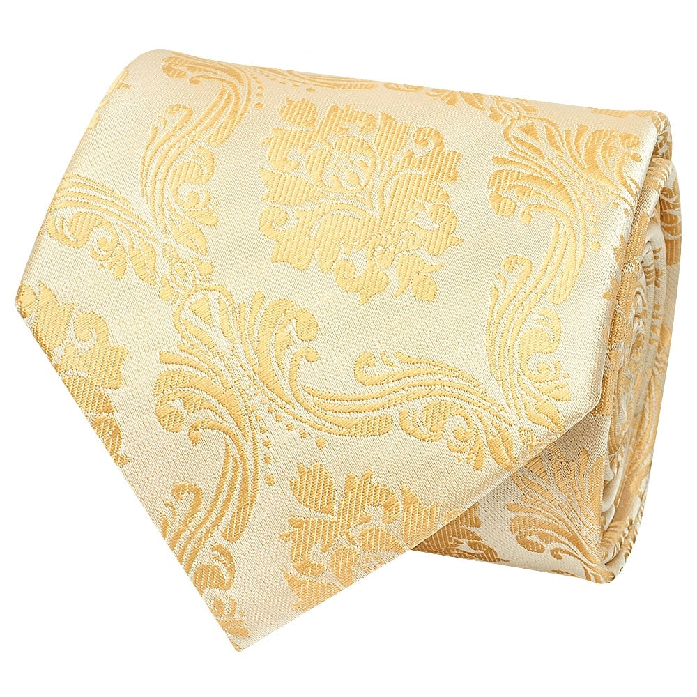 Caramel Paisley Classic Mens Tie And Pocket Square Set 4