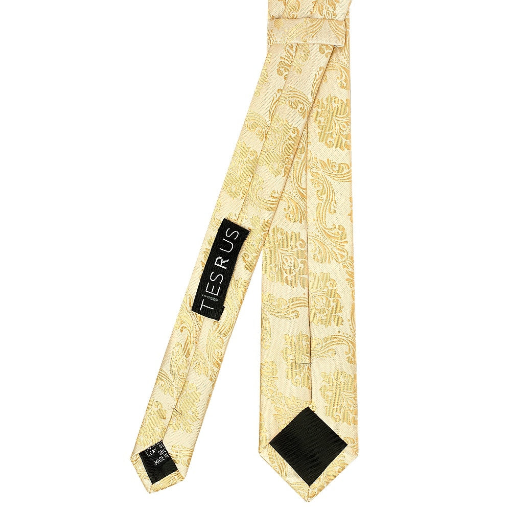 Caramel Paisley Skinny Boys Tie And Pocket Square Set 4