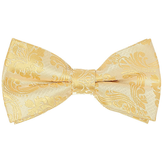 Pre Tied Caramel Paisley Boys Bow Tie And Pocket Square Set 2