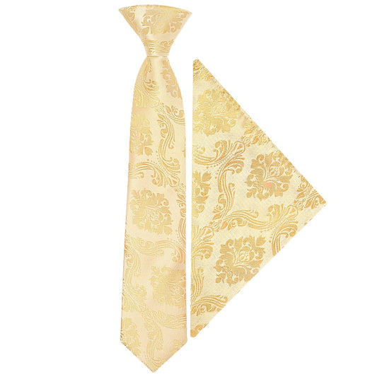 Pre Tied Caramel Paisley Boys Tie And Pocket Square Set Age 4 7 1