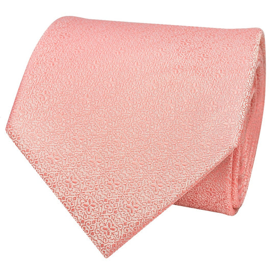 Pink Self Floral Textured Silk Classic Mens Tie 2