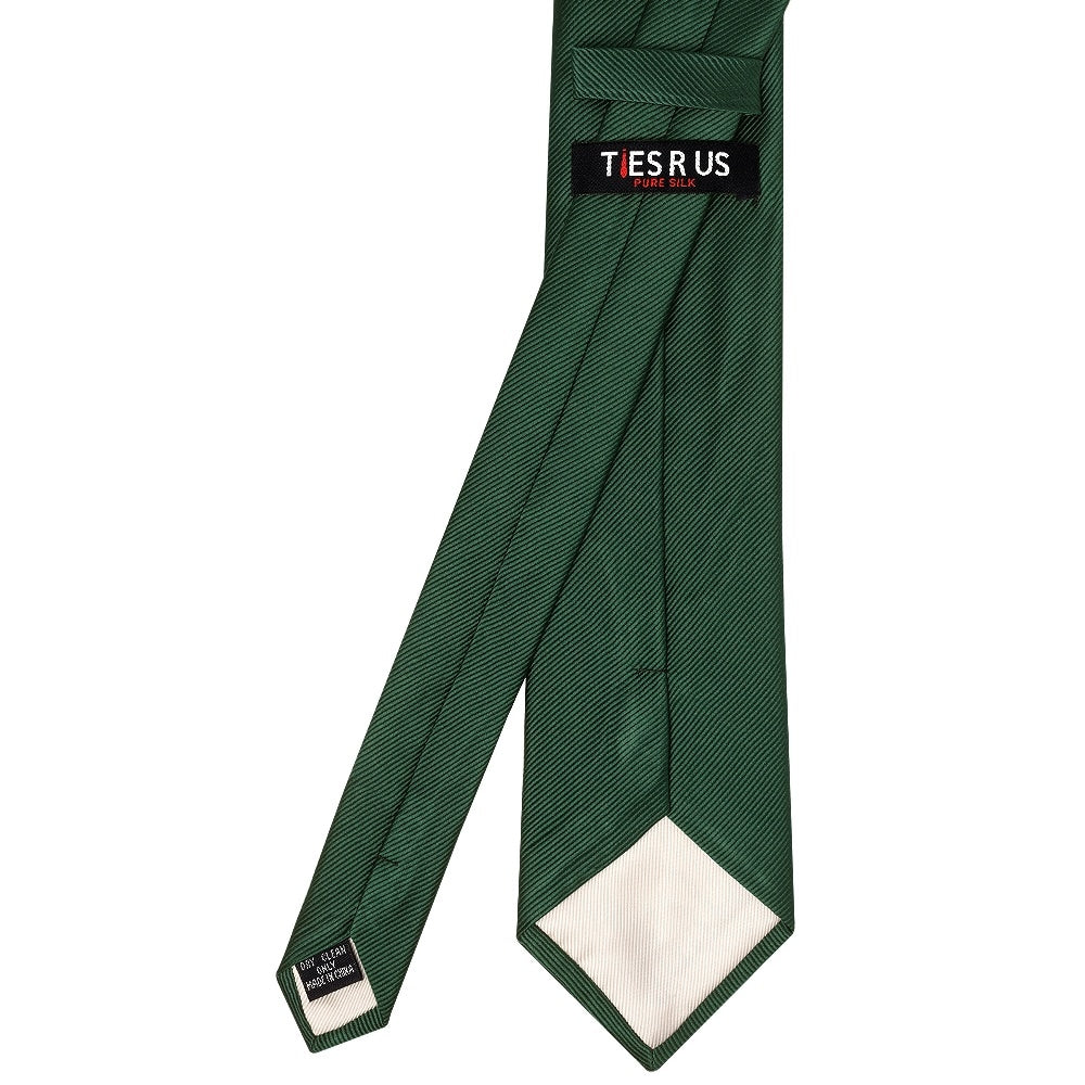 Bottle Green Silk Twill Classic Mens Tie And Pocket Square Set 5