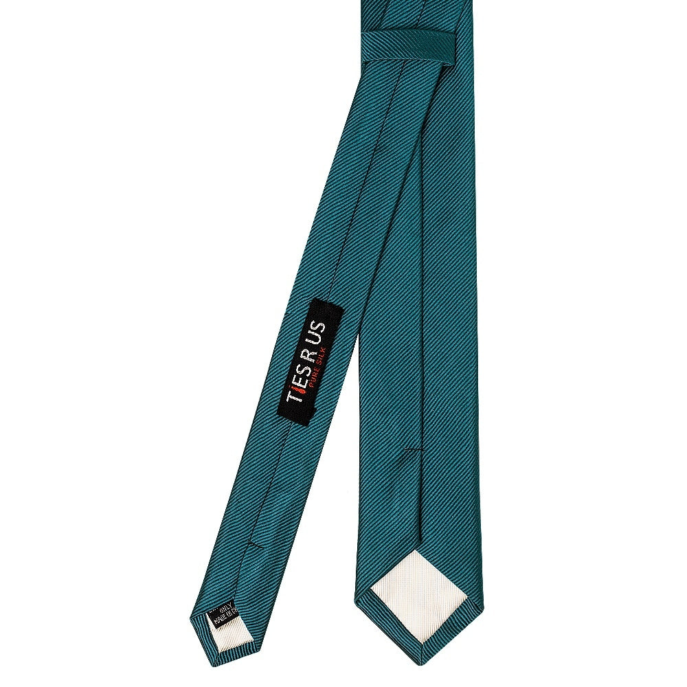 Teal Silk Twill Skinny Mens Tie 3