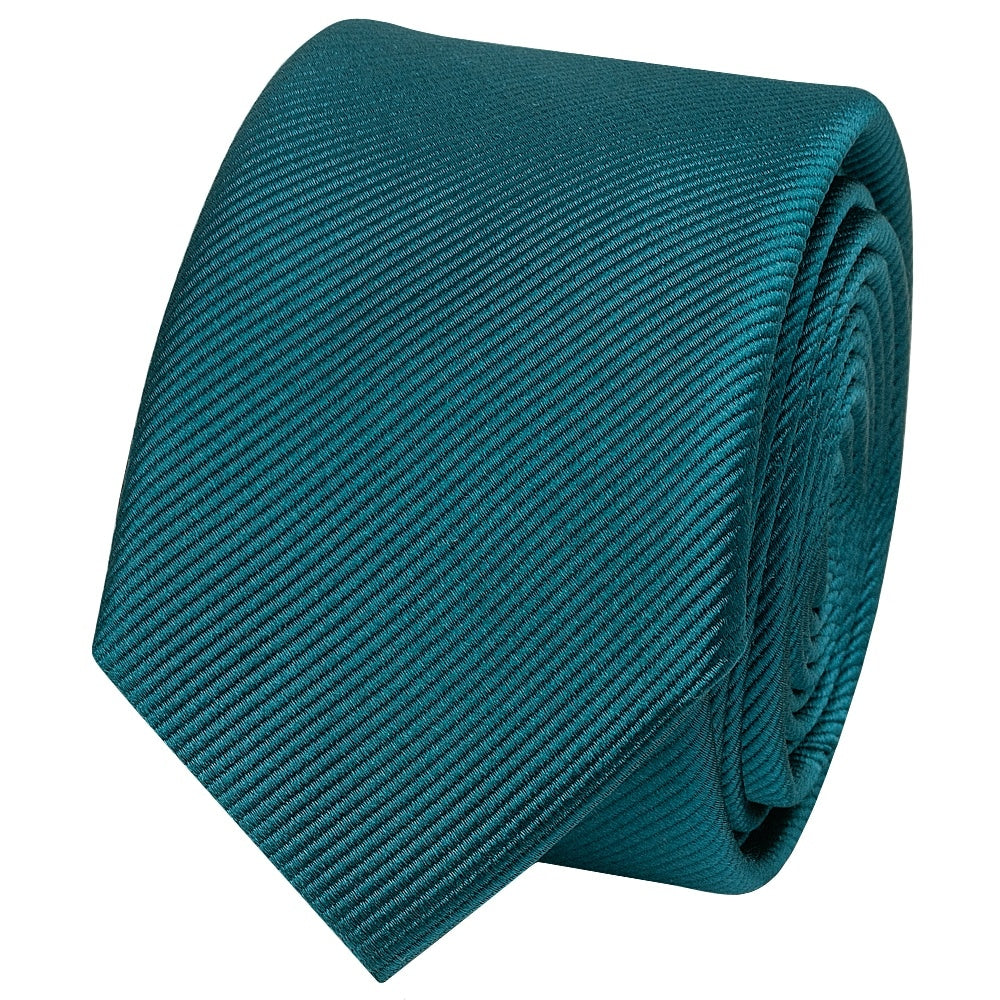Teal Silk Twill Skinny Mens Tie And Pocket Square Set 3