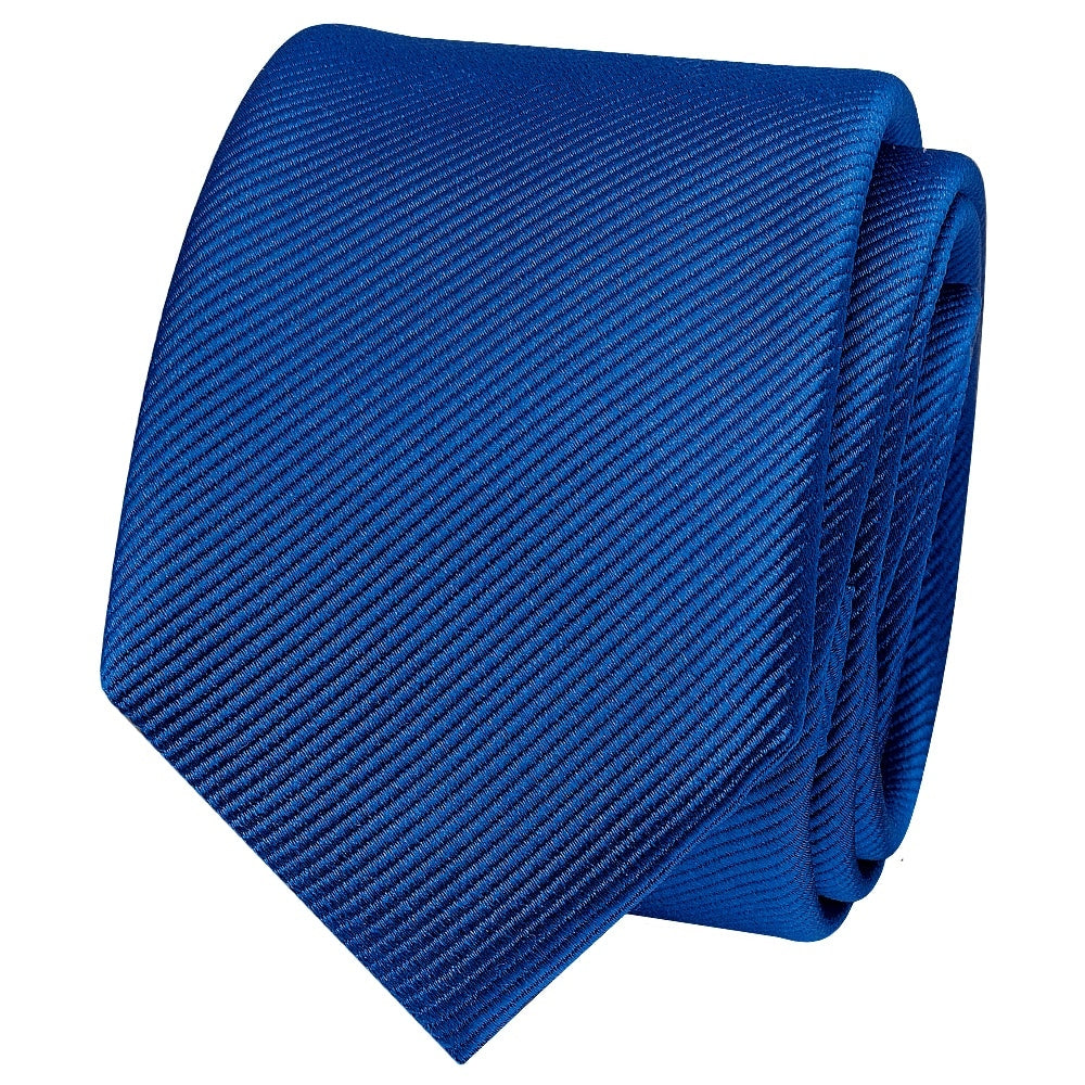 Royal Blue Silk Twill Skinny Mens Tie And Pocket Square Set 3