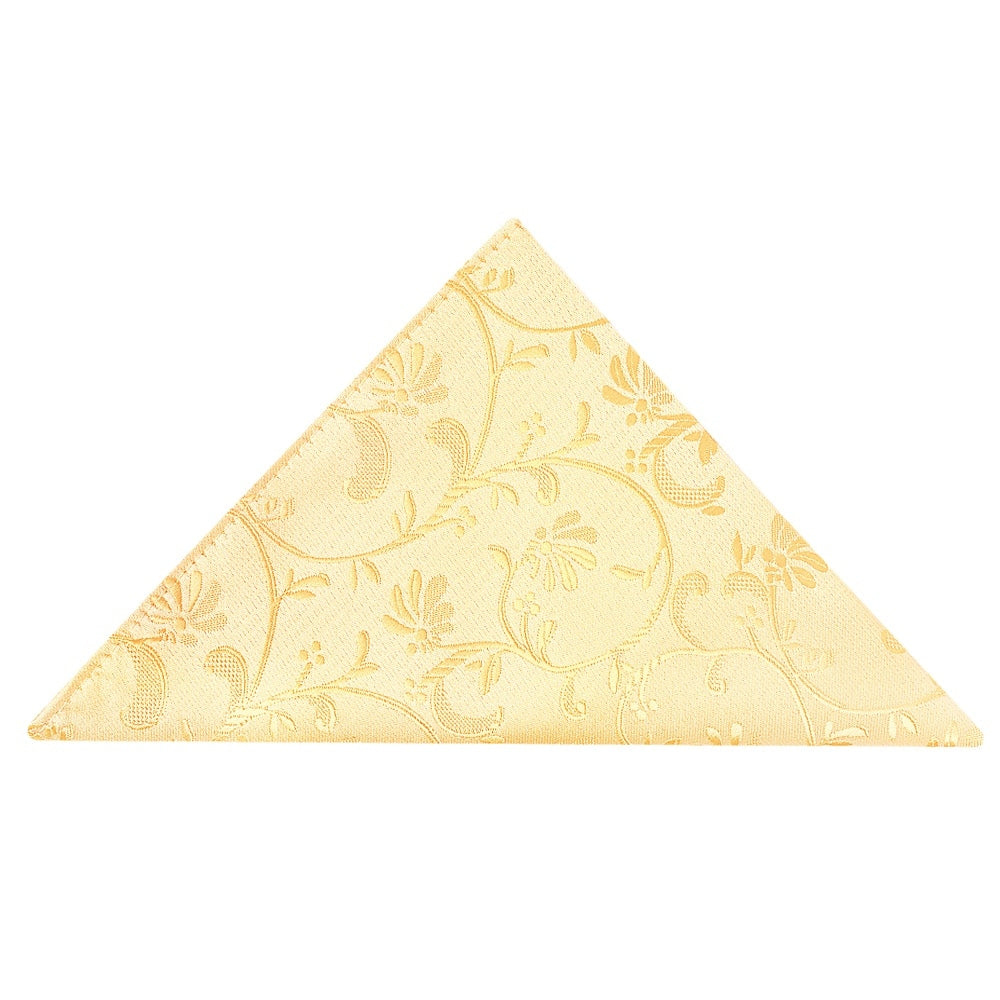 Gold Floral Classic Mens Tie And Pocket Square Set 5