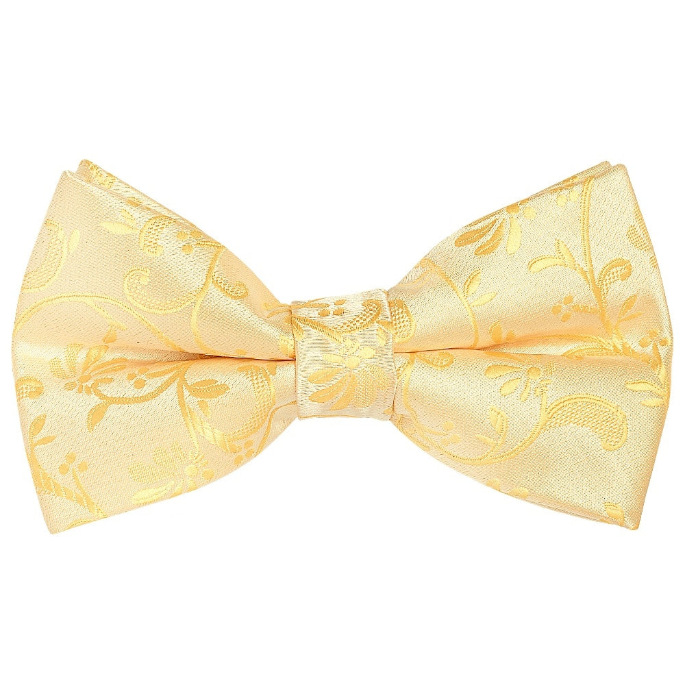 Pre Tied Gold Floral Boys Bow Tie Age 4 7 1