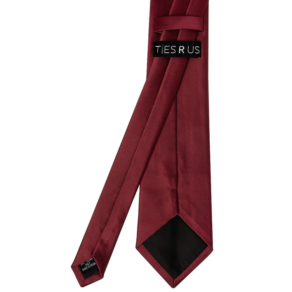 Plain Burgundy Satin Classic Mens Tie 4
