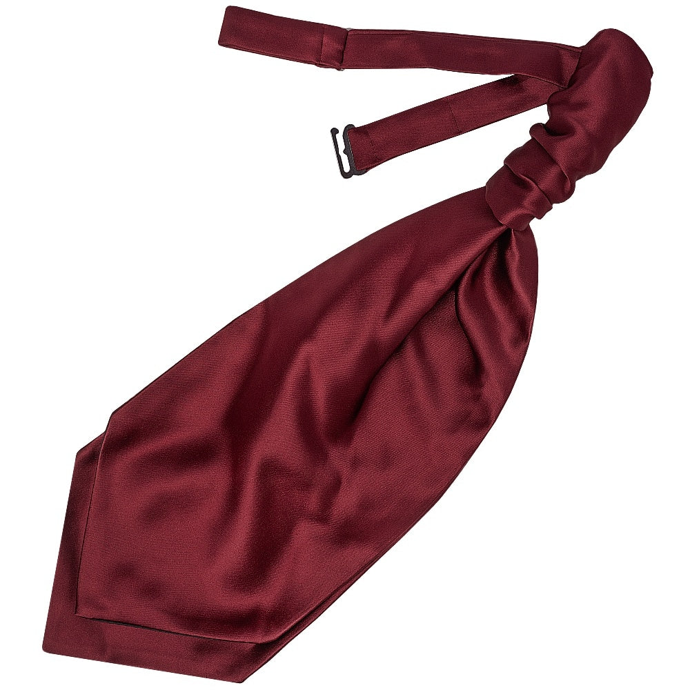 Burgundy Satin Mens Cravat Tie And Pocket Square Set 2