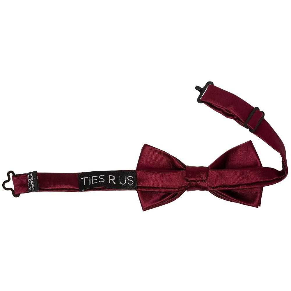 Pre Tied Burgundy Satin Boys Bow Tie Age 8 11 2