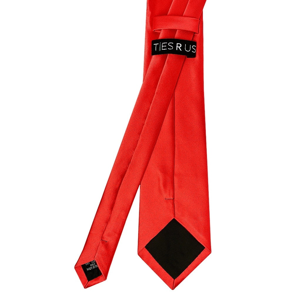 Plain Bright Red Satin Classic Mens Tie And Pocket Square Set 5