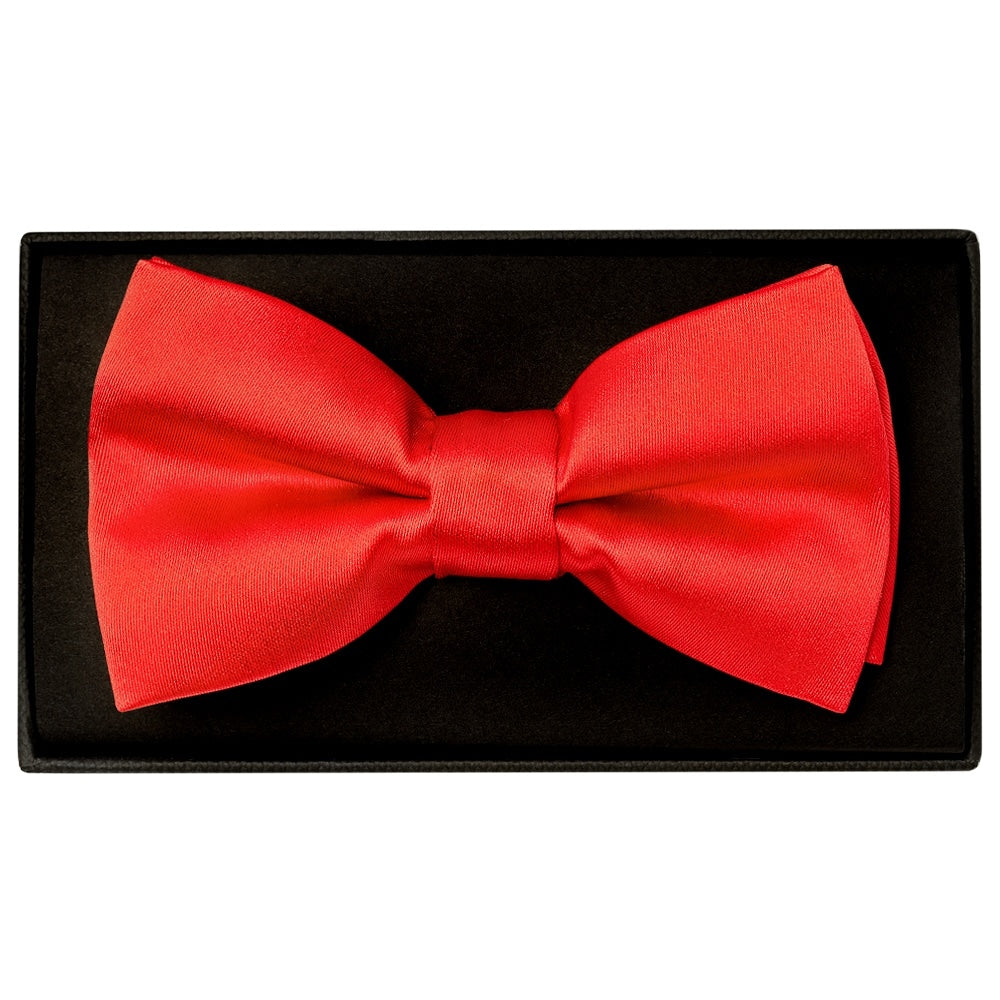 Handmade Bright Red Mens Bow Tie And Pocket Square Set 2