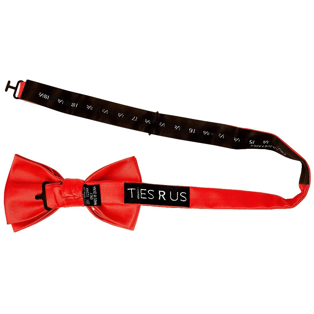 Handmade Bright Red Mens Bow Tie And Pocket Square Set 3