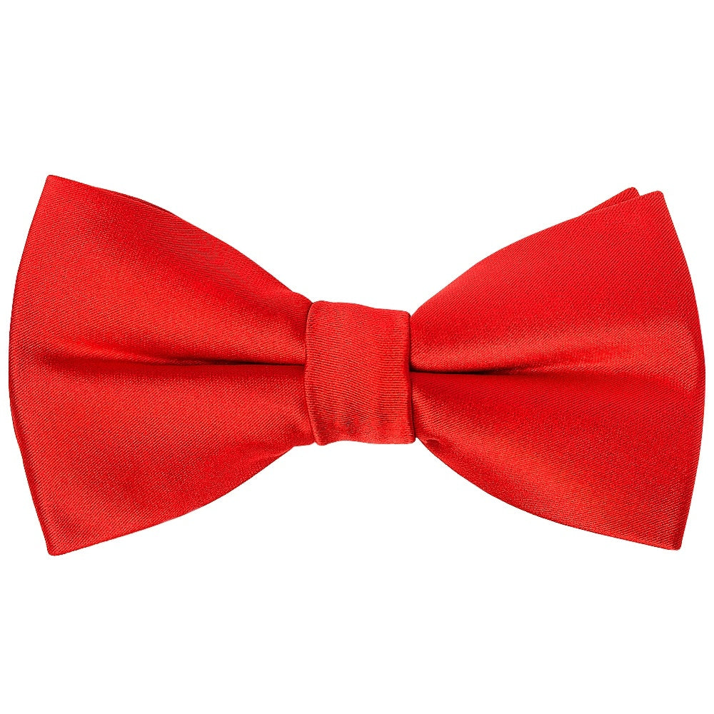 Pre Tied Bright Red Satin Boys Bow Tie Age 8-11