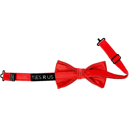 Pre Tied Bright Red Satin Boys Bow Tie Age 8-11