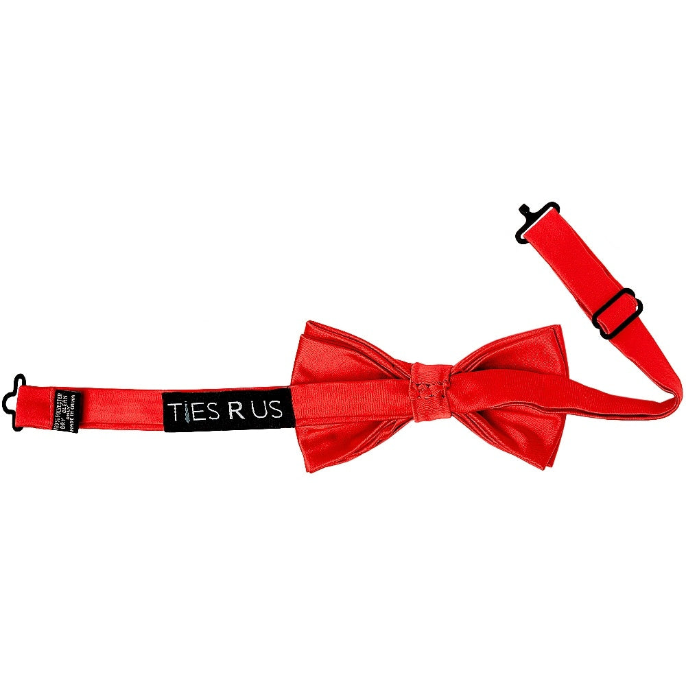 Pre Tied Bright Red Satin Boys Bow Tie Age 4 7 2