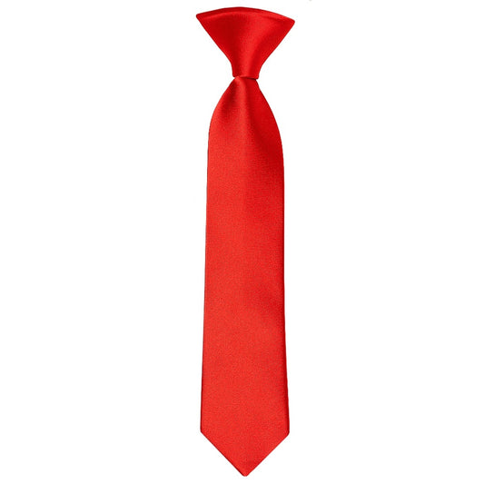 Pre Tied Bright Red Satin Boys Tie Age 4-7