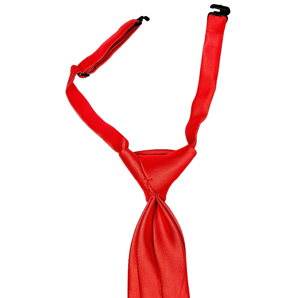 Pre Tied Bright Red Satin Boys Tie And Pocket Square Set Age 4 7 3