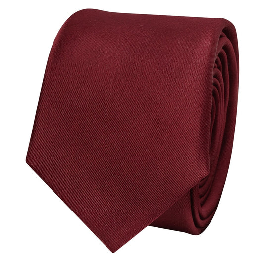 Plain Burgundy Satin Skinny Boys Tie 2