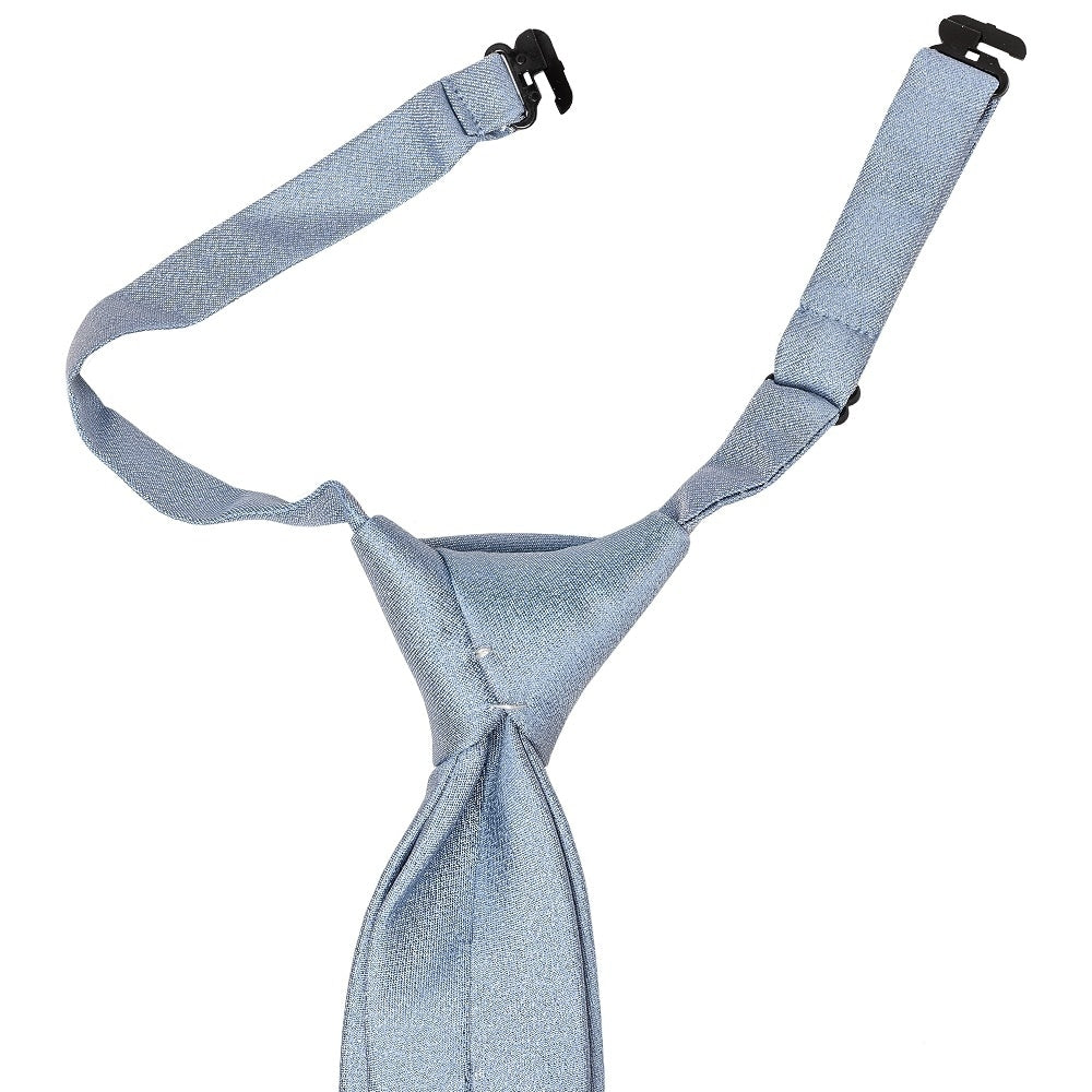 Pre Tied Dusty Blue Silk Boys Tie And Pocket Square Set Age 4 7 3