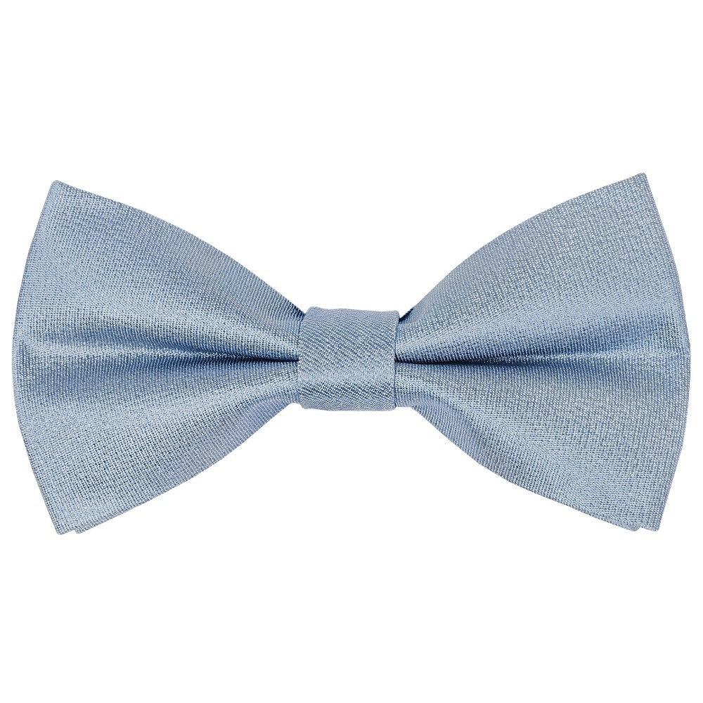 Pre Tied Dusty Blue Silk Boys Bow Tie And Pocket Square Set Age 4 7 2