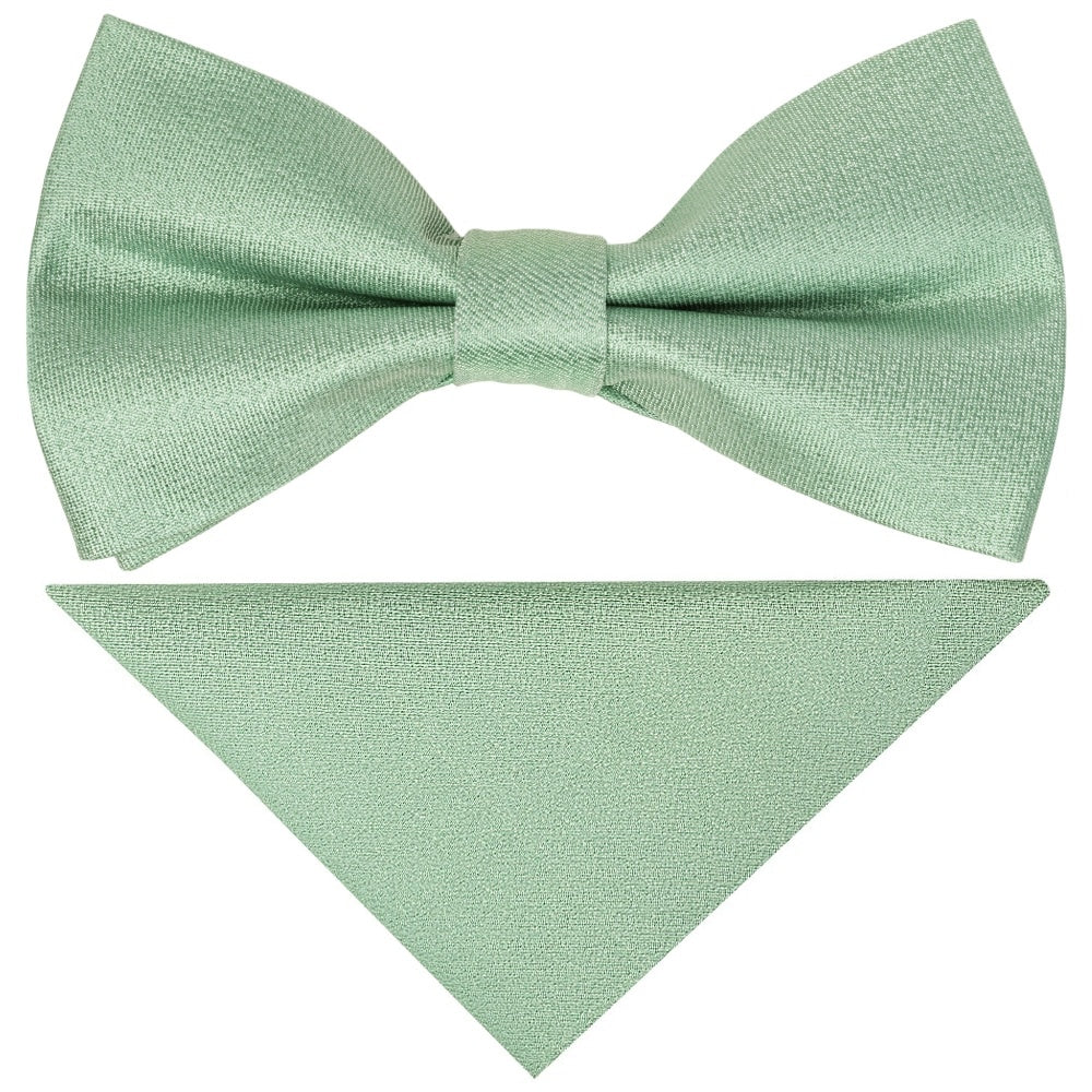 Pre Tied Sea Grass Silk Boys Bow Tie And Pocket Square Set Age 8 11 1