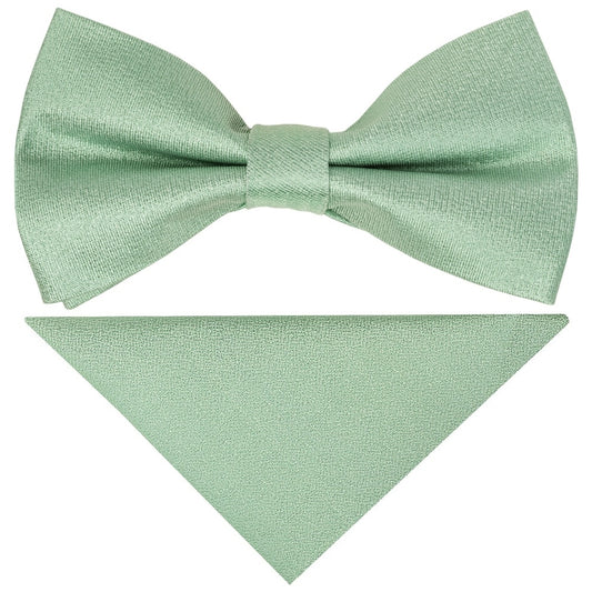 Pre Tied Sea Grass Silk Boys Bow Tie And Pocket Square Set Age 4 7 1