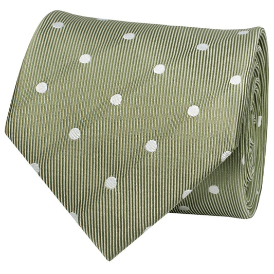 Khaki Green Large White Spot Classic Mens Tie