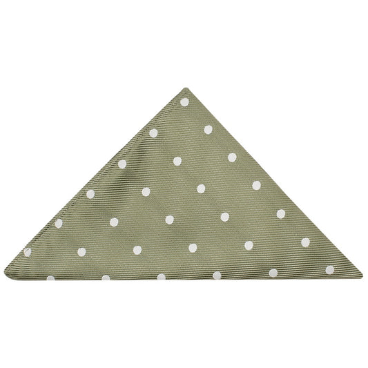 Khaki Green Large White Spot Pocket Square 1