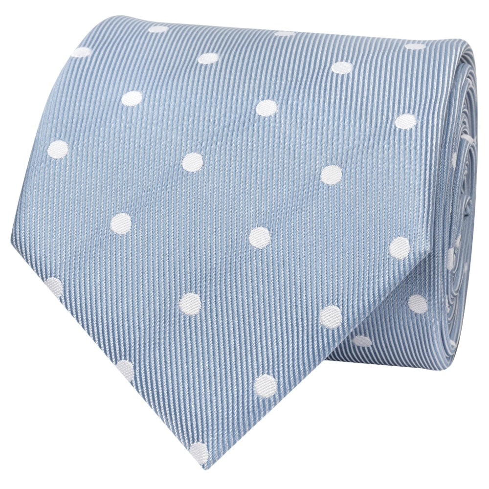 Dusty Blue White Spot Classic Mens Tie 2