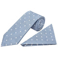 Dusty Blue White Spot Classic Men's Tie and Pocket Square Set